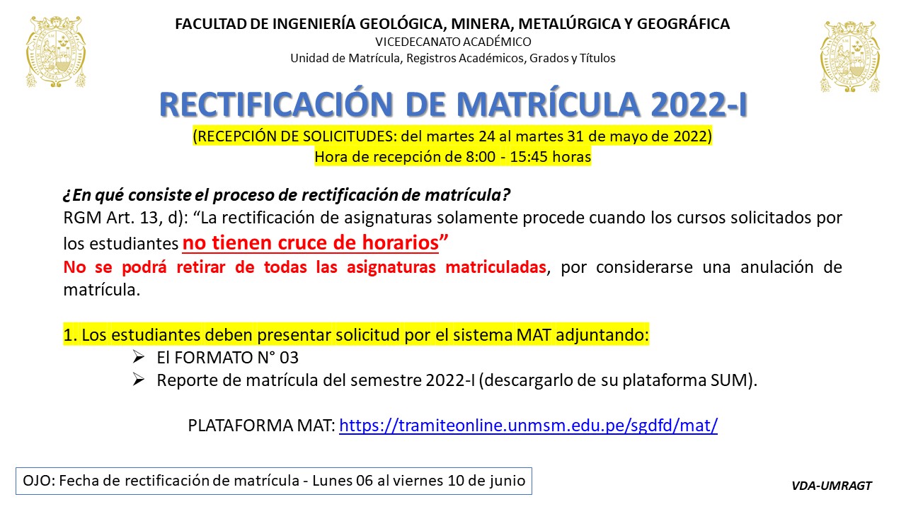 Matrícula 2022 Facultad De Ingeniería Geológica Minera Metalúrgica Y Geográfica 0012